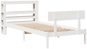 Cama sem colchão 75x190 cm madeira de pinho maciça branco