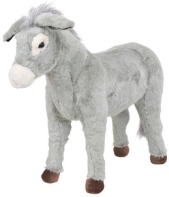 91343 vidaXL Burro de montar em peluche cinzento XXL