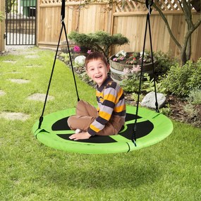 Baloiço redondo para crianças 150kg Diâmetro 100cm Altura Ajustável com Acessórios para Jardim Exterior Verde