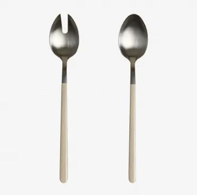 Conjunto De 2 Talheres Para Salada Em Aço Inoxidável Cressida Tapioca Bege - Sklum