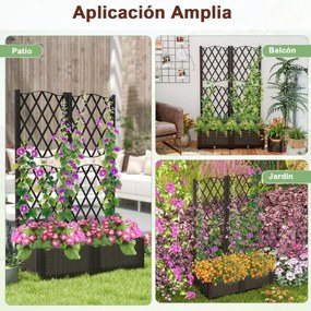 Floreira dupla com treliça de plástico para exterior com orifícios de drenagem Floreira para exterior para pátio de jardim Castanho