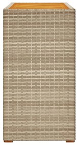 Mesa apoio jardim c/ tampo madeira 100x40x75 cm vime PE bege