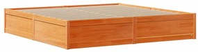Estrutura cama c/ cabeceira 200x200cm pinho maciço castanho-mel