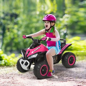 HOMCOM Quadriciclo Infantil para Crianças acima de 18 Meses com Função de Luzes e Música Desenho Inovador Suporta até 20kg 67,5x38x44cm Rosa