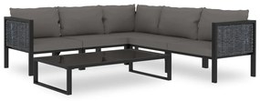 vidaXL 6 pcs conjunto lounge de jardim c/ almofadões vime PE antracite