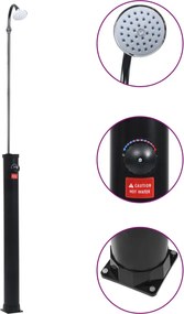 vidaXL Chuveiro solar de jardim 215 cm 8 L preto