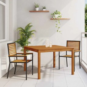 vidaXL Conjunto de Jantar de Jardim 3 pcs Preto 110 x 110 x 75 cm