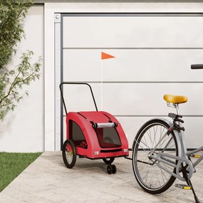 vidaXL Reboque bicicleta animais tecido oxford/ferro vermelho