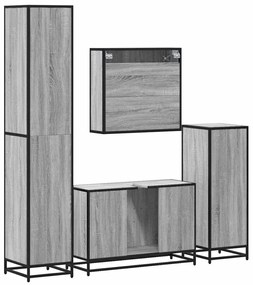 4 pcs Conjunto móveis casa de banho madeira proc. cinza sonoma