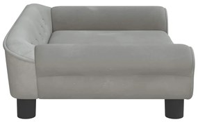 Cama para cães 70x48x22 cm veludo cinzento-claro