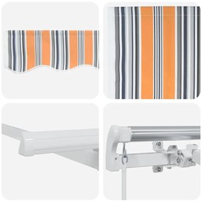 Toldo Retrátil Multicolorido e Laranja e Cinza e Azul e Branco