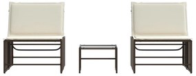 Espreguiçadeiras com mesa 2 pcs vime PE castanho