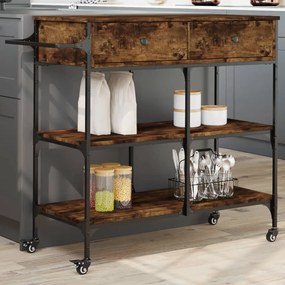 vidaXL Carrinho de cozinha 105x42x95 cm deriv. madeira carvalho fumado