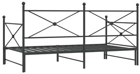Cama de dia com gavetão sem colchão 107x203 cm aço preto