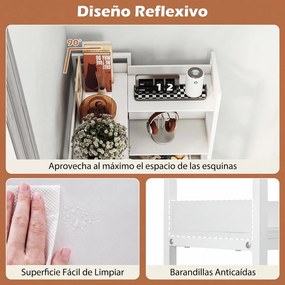 Estante de Canto, 113 x 30 x 167 cm, 2 Formas de Montagem, Branco