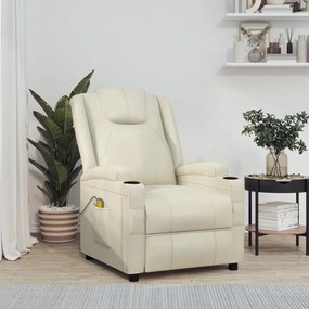vidaXL Cadeira de massagens couro artificial branco nata