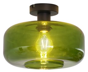 Candeeiro de Teto Retro Preto com Vidro Verde - Bizle Retro