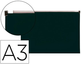 Carpeta Dossier A3 Cierre de Cremallera Negro Opaco