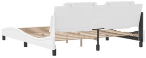 Estrutura cama c/ cabeceira 180x200 cm couro artificial branco