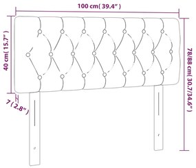 Cabeceira de cama c/ luzes LED tecido 100x7x78/88cm cinza-claro