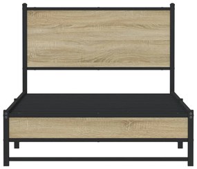 Estrutura de cama sem colchão 100x200 cm metal carvalho sonoma