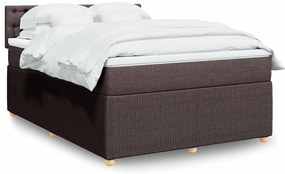 vidaXL Cama com molas/colchão 160x200 cm tecido castanho-escuro