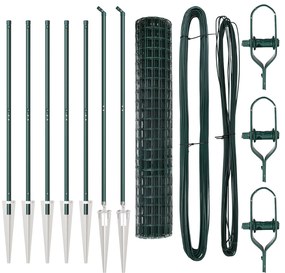 Cerca Euro com 7 Postes Espinhos 1.5x10 m Aço Galvanizado Verde