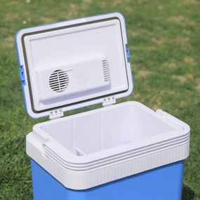 Frigorífico Termoelétrico Portátil 24L Frigorífico Elétrico para Carro com Função de Resfriamento e Aquecimento 220-240V/12V DC para Campismo Piquenique Viagens 40x30x43cm Azul
