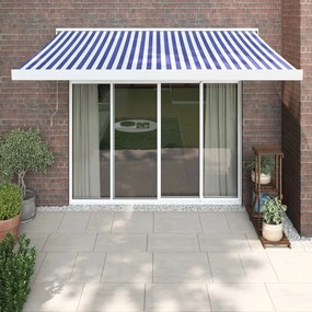 Toldo retrátil 3,5x2,5 m tecido e alumínio azul e branco