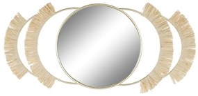 Espelho de Parede Dkd Home Decor Natural Dourado Metal Fibra Franjas (89 X 2 X 40 cm)