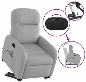 Poltrona elevatória de massagens tecido cinzento-nublado