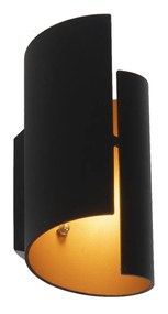 LED Candeeiro de parede inteligente preto com interior dourado incluindo WiFi G9 - Faldo Moderno