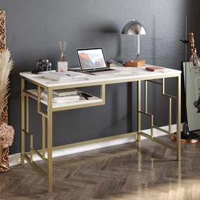 Mesa de Estudo Victory - Dourado e Branco - 120x75x60 cm