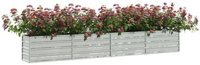 Canteiro elevado de jardim 320x40x45cm aço galvanizado prateado