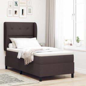 Cama Box Spring vidaXL com Colchão Marrom Escuro 90x190 cm Tecido