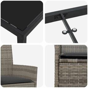 Conjunto de Jantar de Jardim com 5 Peças e Almofadas - Cinza - Polyrat