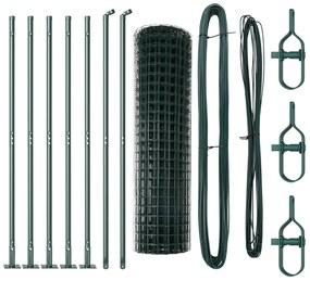 Cerca Euro com 7 Postes Flangeados 0.8x10 m Aço Galvanizado
