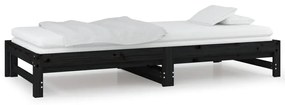 Sofá-cama de puxar 2x(80x200) cm pinho maciço preto