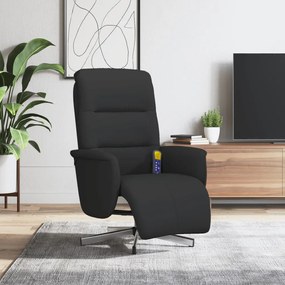 vidaXL Cadeira massagens reclinável com apoio de pés tecido preto