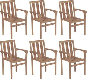vidaXL Cadeiras de jardim empilháveis 6 pcs madeira de teca maciça