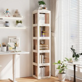 Estante com base giratória giratória 360° com 5 níveis 36,5 x 36 x 174 cm em Plástico dobrável com prateleiras Branco
