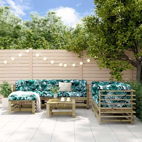 7 pcs conjunto lounge de jardim madeira de pinho impregnada