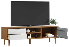 Móvel de TV MOLDE 158x40x49 cm pinho maciço castanho