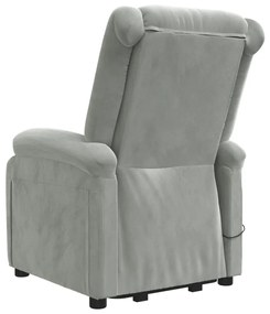 Poltrona elevatória de massagens veludo cinzento-claro