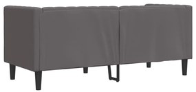 Sofá chesterfield 2 lugares couro artificial cinzento