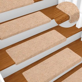 Tapetes de escada autoadesivos 20 pcs 65x21x4 cm creme
