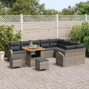 Conjunto de Sofá de Jardim de 12 Peças com Almofadas Cinzento Polirata
