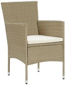 Conjunto de Jantar para Jardim 5 Peças Bege em Rattan Poliéster