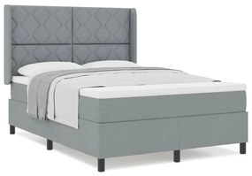 Cama Box com Colchão Cinza Claro 140x200 cm em Tecido.