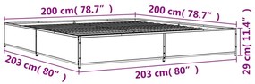 Estrutura de cama 200x200cm derivados madeira/metal